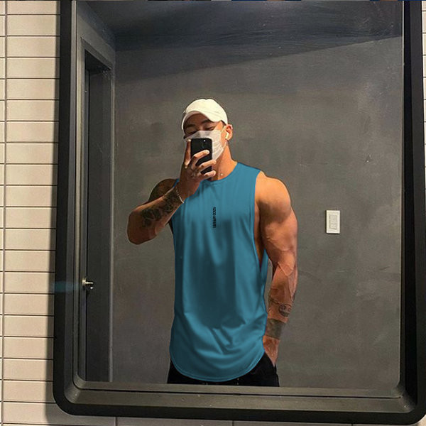 Muška jednobojna majica bez rukava sa natpisom - više boja