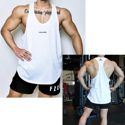 Φαρδύ ανδρικό φανελάκι με στάμπα για γυμναστική