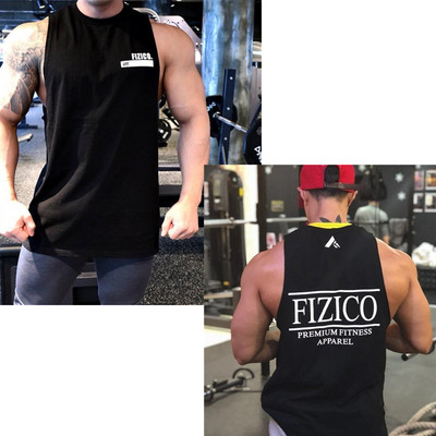 Φαρδύ ανδρικό φανελάκι με στάμπα για γυμναστική