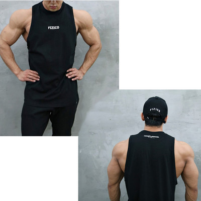 Φαρδύ ανδρικό φανελάκι με στάμπα για γυμναστική