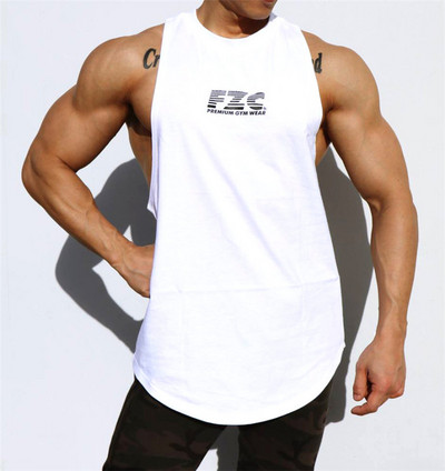 Φαρδύ ανδρικό φανελάκι με στάμπα για γυμναστική