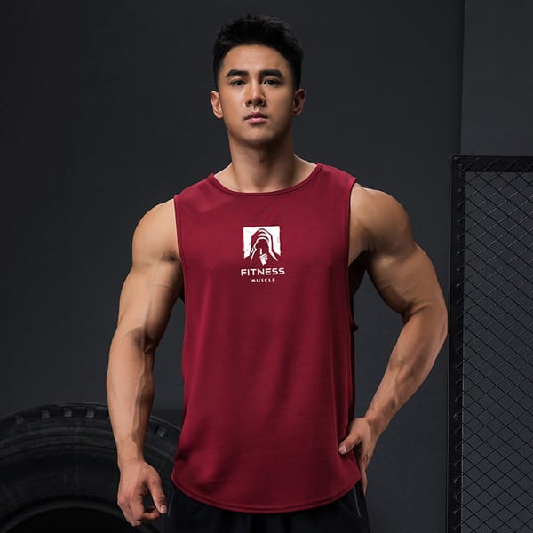 Muška sportska pamučna majica bez rukava s printom