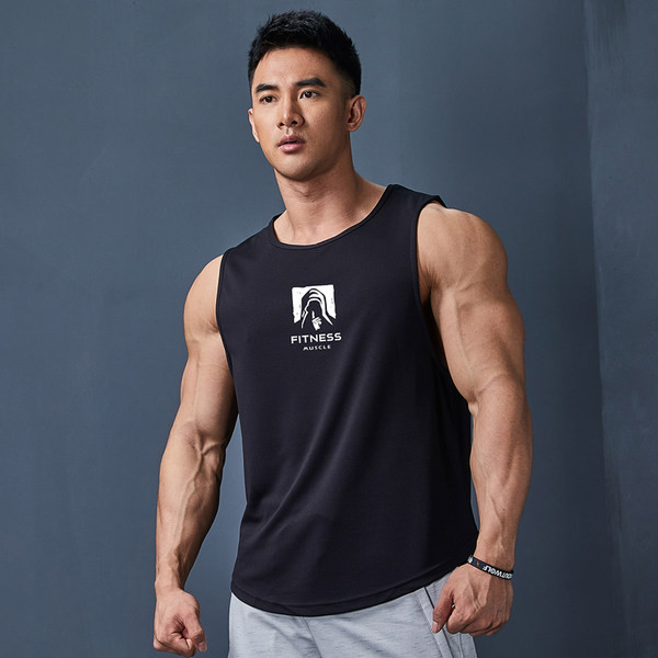 Muška sportska pamučna majica bez rukava s printom