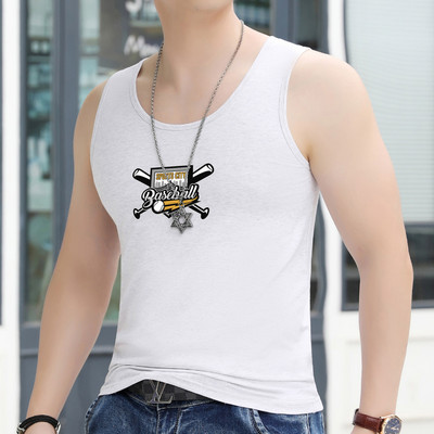 Ανδρικό φανελάκι με στρογγυλή λαιμόκοψη και απλικέ