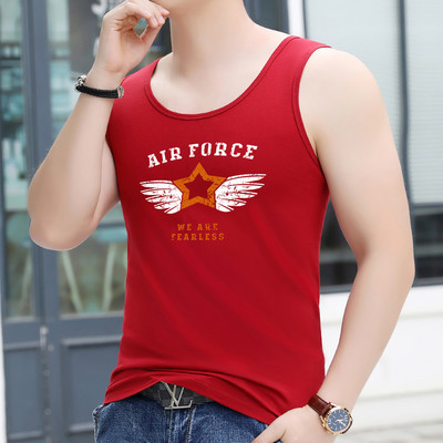 Ανδρικό εφαρμοστό φανελάκι με στάμπα και οβάλ λαιμόκοψη