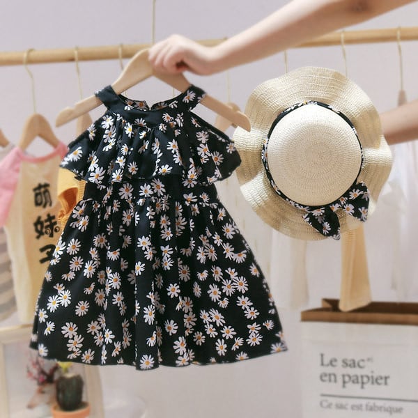 Moodne laste kleit tüdrukutele lillemotiividega