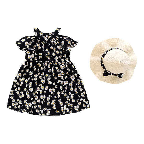 Moodne laste kleit tüdrukutele lillemotiividega