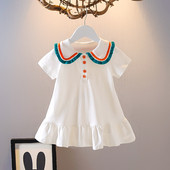 Ležerna dječja haljina s gumbima - kratkih ili dugih rukava