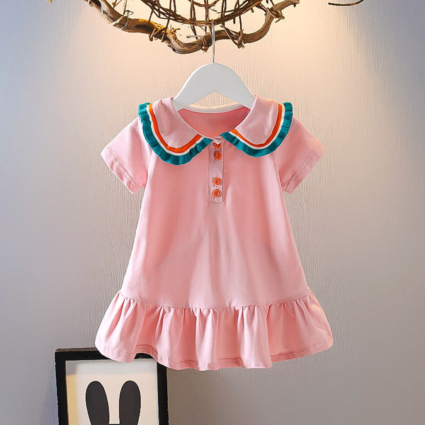 Ležerna dječja haljina s gumbima - kratkih ili dugih rukava