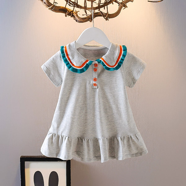 Ležerna dječja haljina s gumbima - kratkih ili dugih rukava