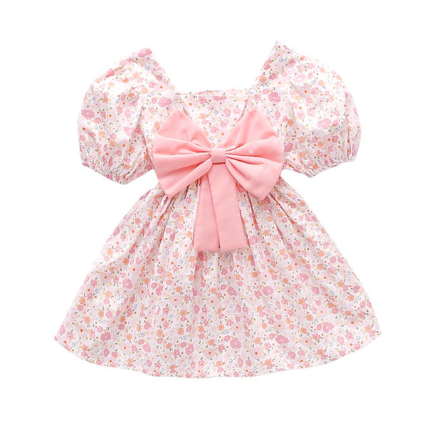 Lillemotiivide ja paelaga vabaaja kleit tüdrukutele