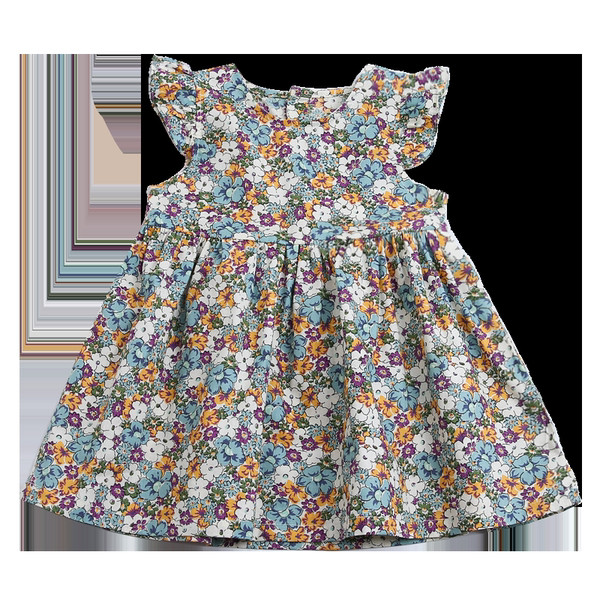Παιδικό φόρεμα με φλοράλ μοτίβο και στρογγυλή λαιμόκοψη