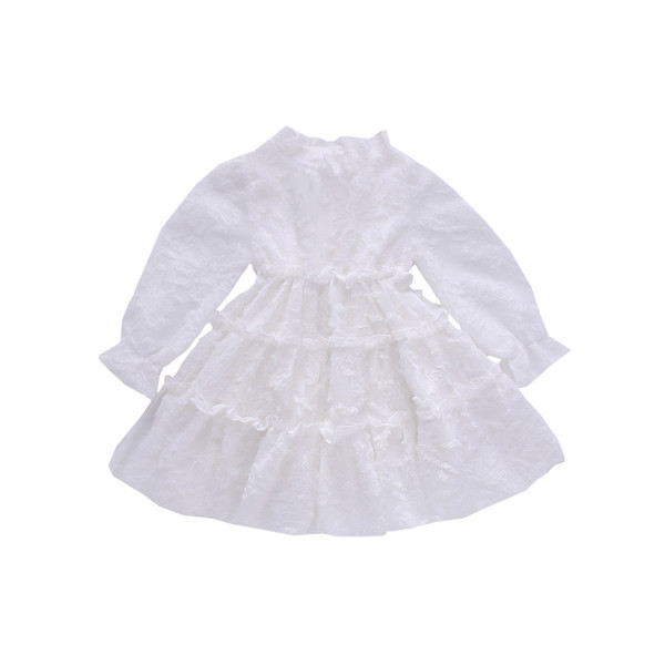 Kevadine valge kleit tüdrukutele - lõikega mudel