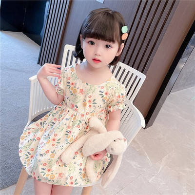 Rövid ujjú, virágmintás gyerekruha