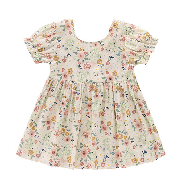 Rövid ujjú, virágmintás gyerekruha