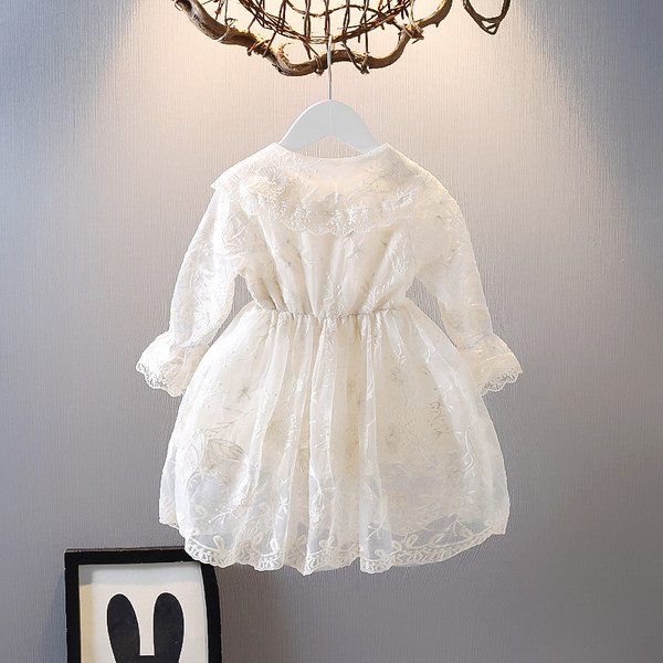 Pikkade varrukate ja pärlitega laste pitskleit tüdrukutele