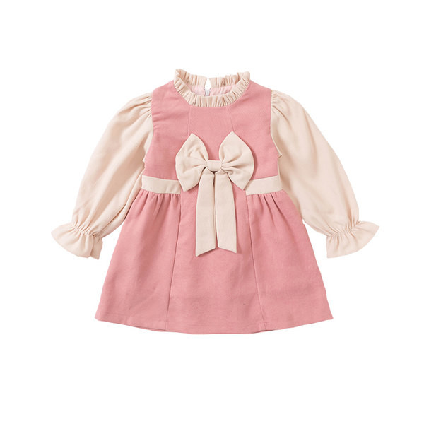 Παιδικό φόρεμα με μακριά μανίκια και κορδέλα