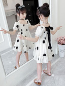 Uue mudeli täppidega lastekleit - valge ja must