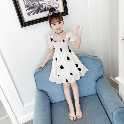 Uue mudeli täppidega lastekleit - valge ja must