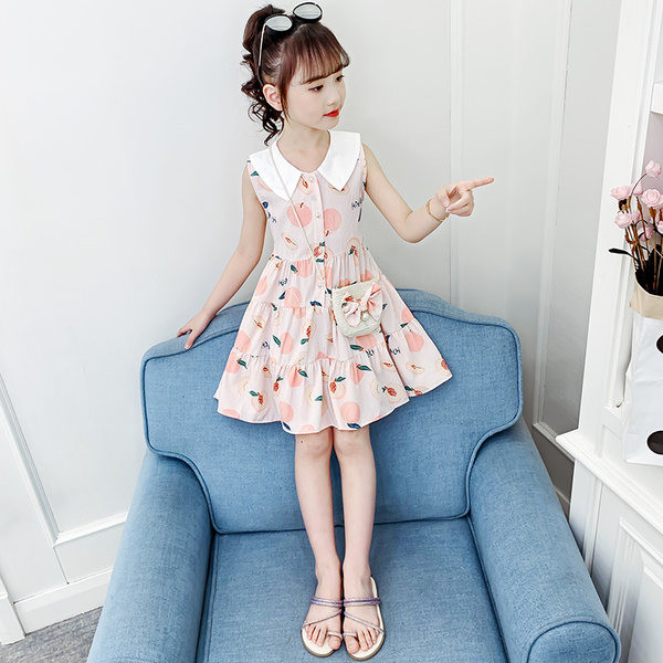 Uue mudeli nööpidega lastekleit tüdrukutele