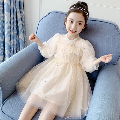 Gyermek pecsétruha bézs színű szalaggal