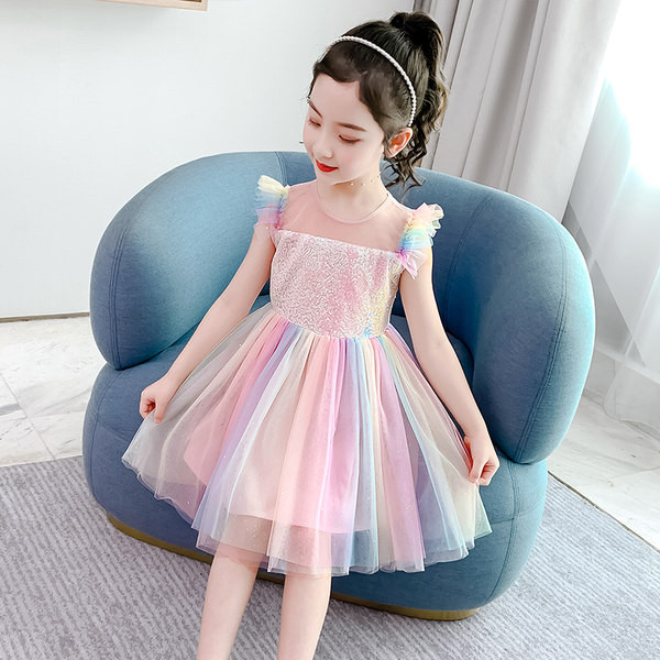 Színes gyerekruha tüllszoknyával és flitterekkel lányoknak