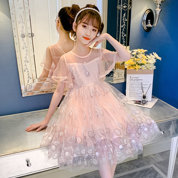 Elegantne tüllseelikuga lastekleit - roosa ja sinine