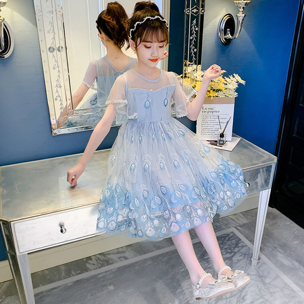 Elegantne tüllseelikuga lastekleit - roosa ja sinine