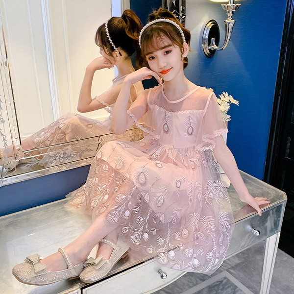 Elegantne tüllseelikuga lastekleit - roosa ja sinine