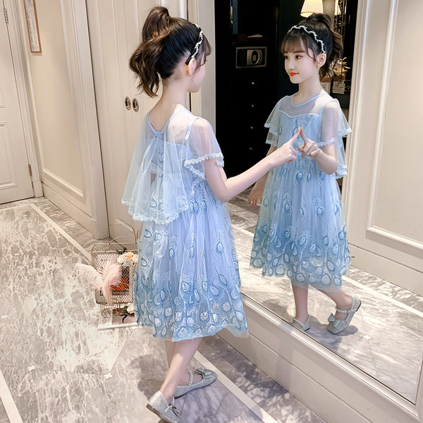 Elegantne tüllseelikuga lastekleit - roosa ja sinine