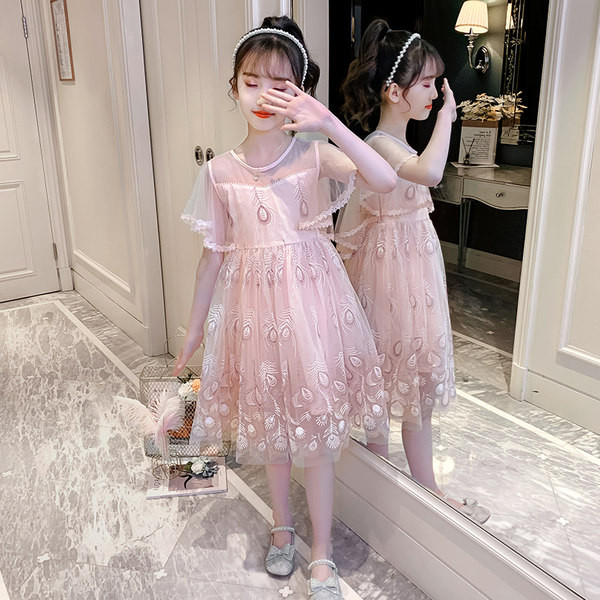 Elegantne tüllseelikuga lastekleit - roosa ja sinine