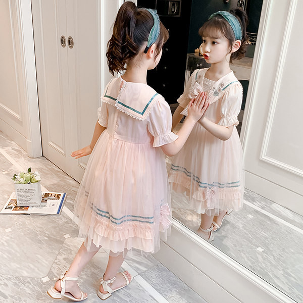 Лятна рокля за момичета с тюл и панделка