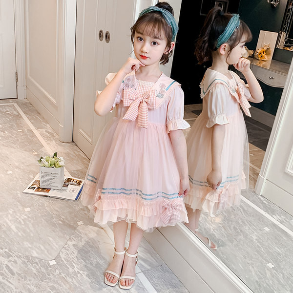 Лятна рокля за момичета с тюл и панделка