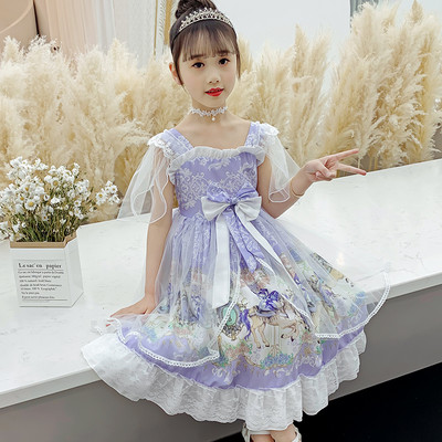 Παιδικό φόρεμα με κορδέλα και κέντημα σε δύο χρώματα