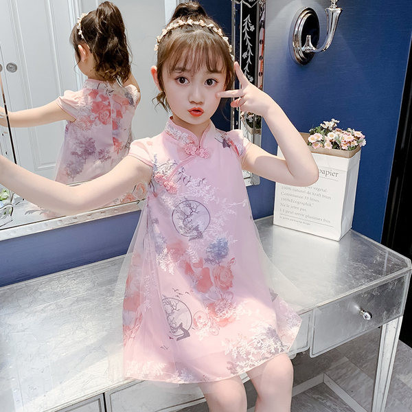 Καλοκαιρινό φόρεμα για κορίτσια με απλικέ χρώματος