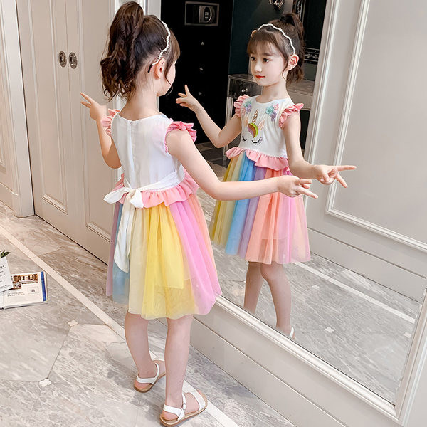 Πολύχρωμο παιδικό φόρεμα με κέντημα