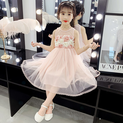 Elegáns lány ruha tüll és 3D virágokkal