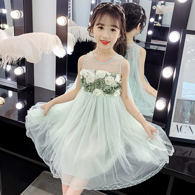 Elegáns lány ruha tüll és 3D virágokkal