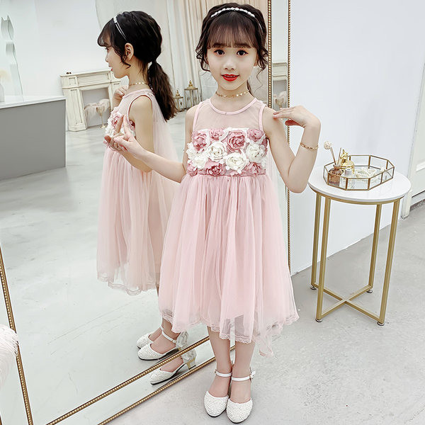 Elegáns lány ruha tüll és 3D virágokkal