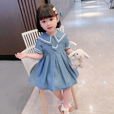 Παιδικό φόρεμα με κοντό μανίκι από τζιν