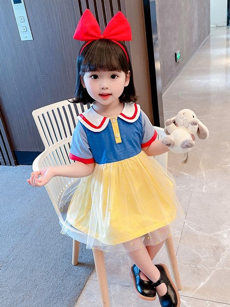 Ležerna haljina za djevojčice s ovalnim izrezom i gumbima