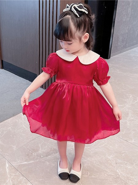 Kaasaegne lipsudega lastekleit - punast värvi