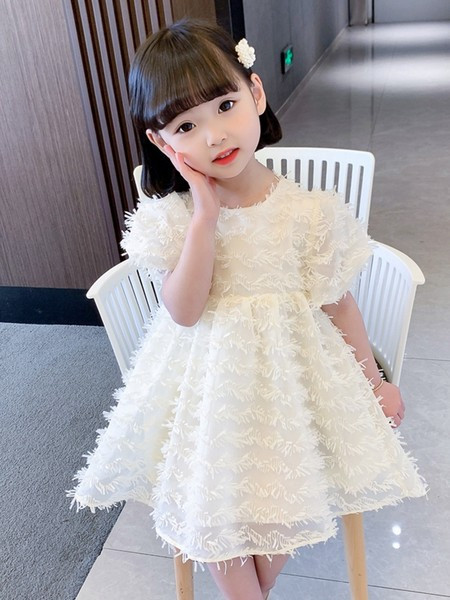 Moodne laste kleit tüdrukutele lühikeste varrukatega