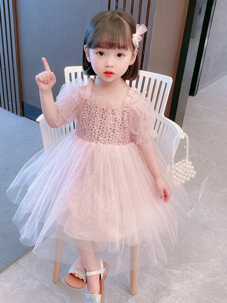 Elegantne tülli ja litritega lastekleit