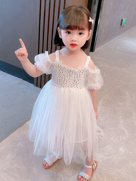 Elegantne tülli ja litritega lastekleit