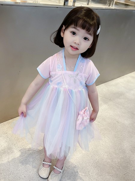 Gyerekruha lányoknak rövid ujjal, 3D díszítéssel