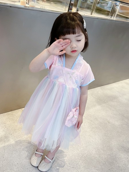 Gyerekruha lányoknak rövid ujjal, 3D díszítéssel