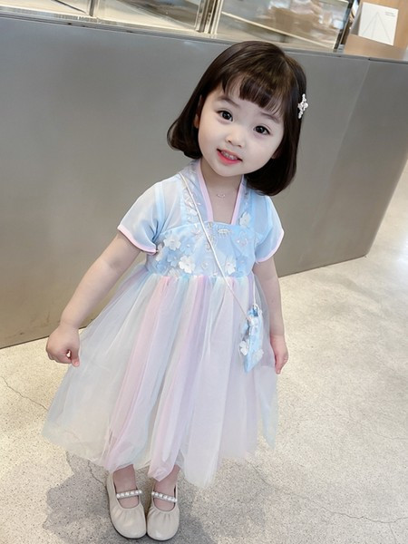 Gyerekruha lányoknak rövid ujjal, 3D díszítéssel