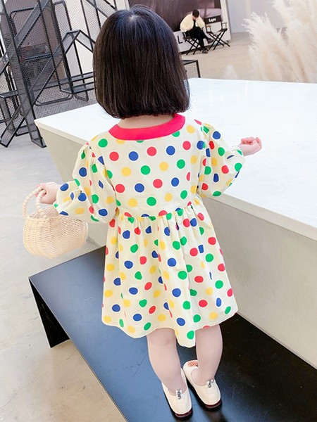 Dječja haljina s dugim rukavima na točkice