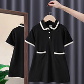 Ежедневна детска рокля с яка и джобове -три цвята